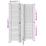 Room Divider 3 Panels Black Solid Wood Paulownia - Low Angle