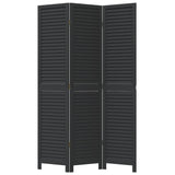 Room Divider 3 Panels Black Solid Wood Paulownia - Top-Down View