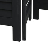 Room Divider 3 Panels Black Solid Wood Paulownia - Close-Up Angle