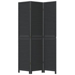 Room Divider 3 Panels Black Solid Wood Paulownia