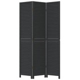 Room Divider 3 Panels Black Solid Wood Paulownia - Top-Down View