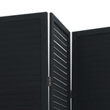 Room Divider 4 Panels Black Solid Wood Paulownia