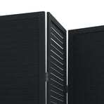 Room Divider 4 Panels Black Solid Wood Paulownia