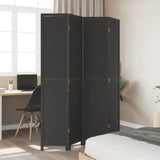 Room Divider 4 Panels Black Solid Wood Paulownia - Side View