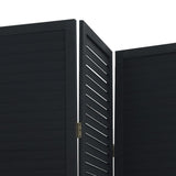 Room Divider 4 Panels Black Solid Wood Paulownia