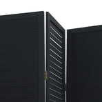Room Divider 4 Panels Black Solid Wood Paulownia