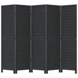 Room Divider 5 Panels Black Solid Wood Paulownia - Top-Down View