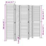 Room Divider 5 Panels Black Solid Wood Paulownia - Low Angle