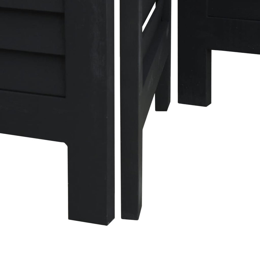 Room Divider 5 Panels Black Solid Wood Paulownia
