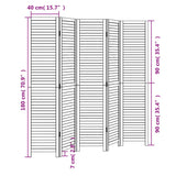 Room Divider 5 Panels Black Solid Wood Paulownia