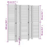 Room Divider 5 Panels Black Solid Wood Paulownia - Low Angle