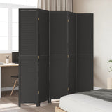 Room Divider 5 Panels Black Solid Wood Paulownia - Side View