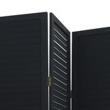 Room Divider 5 Panels Black Solid Wood Paulownia