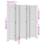 Room Divider 5 Panels Black Solid Wood Paulownia