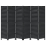Room Divider 6 Panels Black Solid Wood Paulownia - Top-Down View