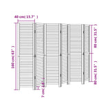 Room Divider 6 Panels Black Solid Wood Paulownia