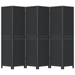 Room Divider 6 Panels Black Solid Wood Paulownia