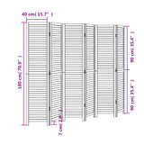 Room Divider 6 Panels Black Solid Wood Paulownia