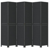 Room Divider 6 Panels Black Solid Wood Paulownia - Top-Down View