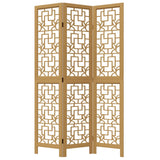 Room Divider 3 Panels Brown Solid Wood Paulownia - Top-Down View