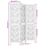 Room Divider 3 Panels Brown Solid Wood Paulownia - Low Angle