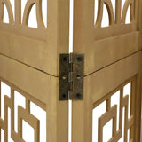 Room Divider 4 Panels Brown Solid Wood Paulownia - Rear View