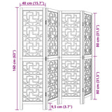 Room Divider 4 Panels Brown Solid Wood Paulownia - Low Angle