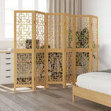 Room Divider 6 Panels Brown Solid Wood Paulownia - Side View