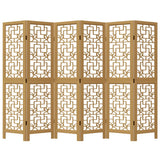 Room Divider 6 Panels Brown Solid Wood Paulownia - Top-Down View