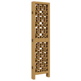 Room Divider 6 Panels Brown Solid Wood Paulownia