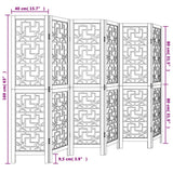 Room Divider 6 Panels Brown Solid Wood Paulownia - Low Angle