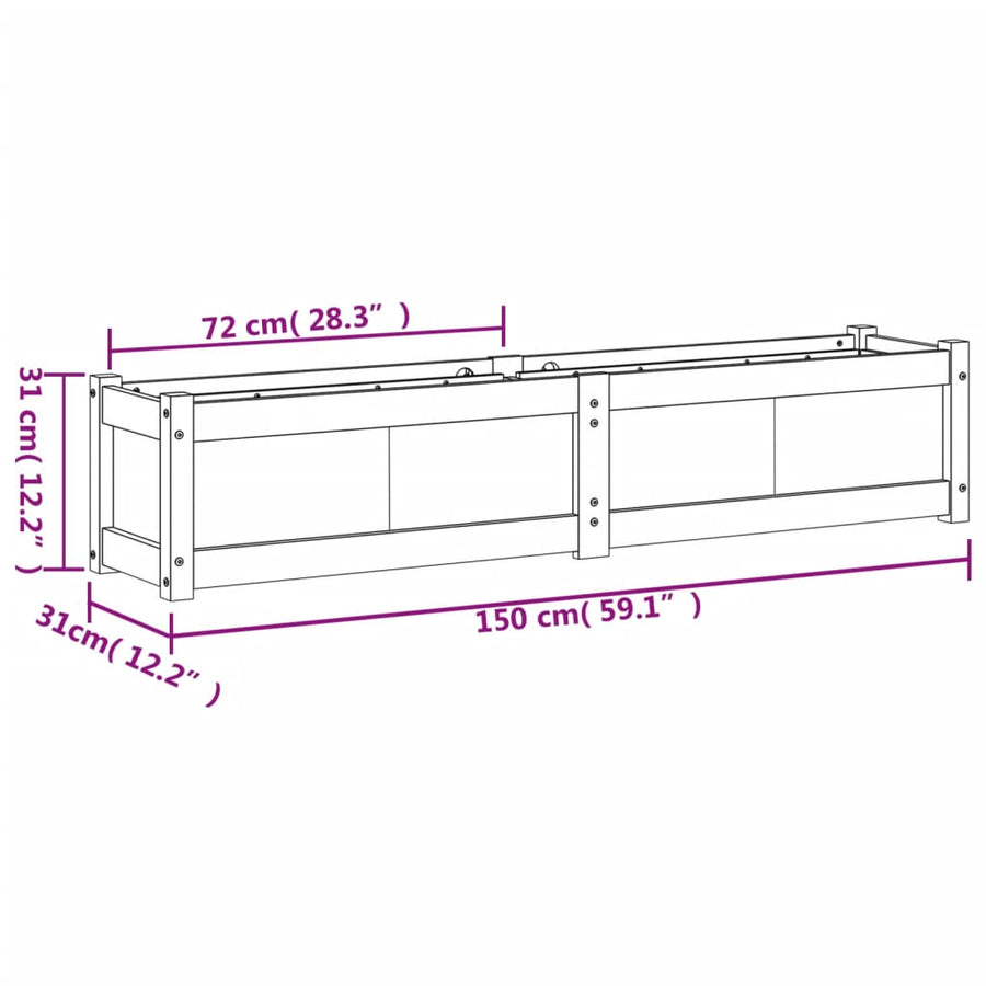 Garden Planters 2 pcs Solid Wood Pine