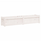 Garden Planter White 150x31x31 cm Solid Wood Pine - Front View