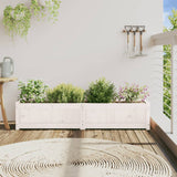 Garden Planter White 150x31x31 cm Solid Wood Pine - Side View