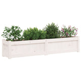Garden Planters 2 pcs White Solid Wood Pine - Side View