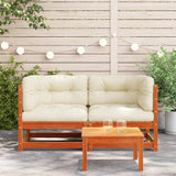 Garden Sofas Corner with Cushions 2 pcs Wax Brown Solid Wood Pine - Side View