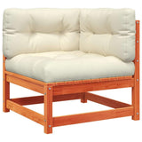 Garden Sofas Corner with Cushions 2 pcs Wax Brown Solid Wood Pine - 45-Degree Angle