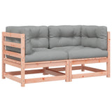 Garden Sofas Corner with Cushions 2 pcs Solid Wood Douglas - Front View