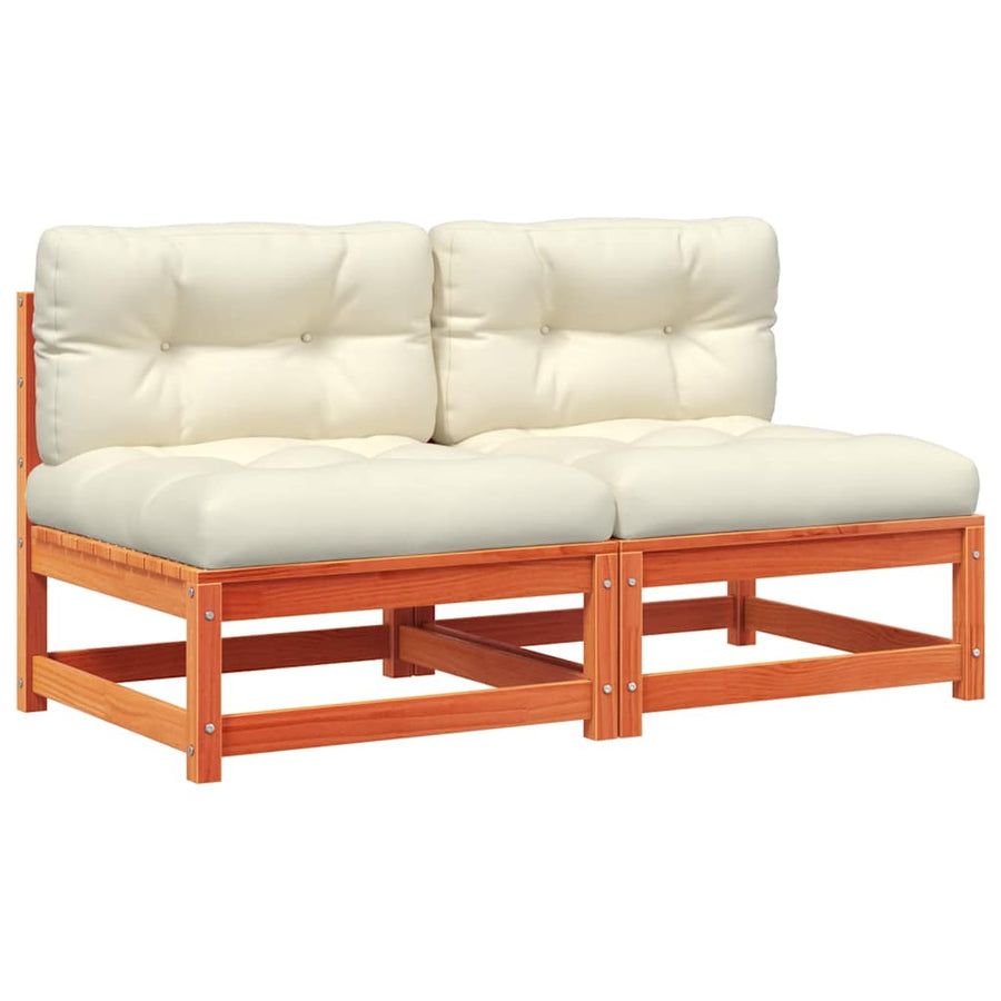 Garden Sofas Armless with Cushions 2 pcs Wax Brown