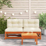 Garden Sofas Armless with Cushions 2 pcs Wax Brown Solid Wood Pine - Side View