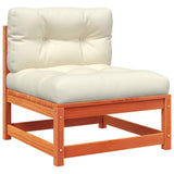 Garden Sofas Armless with Cushions 2 pcs Wax Brown Solid Wood Pine - 45-Degree Angle