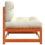 Garden Sofas Armless with Cushions 2 pcs Wax Brown Solid Wood Pine - Close-Up Angle