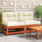 Garden Sofas Armless with Cushions 2 pcs Wax Brown