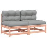 Garden Sofas Armless with Cushions 2 pcs Solid Wood Douglas - Front View