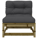 Garden Sofas Armless with Cushions 2 pcs Impregnated Wood Pine - Rear View