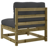 Garden Sofas Armless with Cushions 2 pcs Impregnated Wood Pine - Low Angle