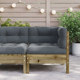 Garden Sofa Corner with Cushions Impregnated Wood Pine - Side View