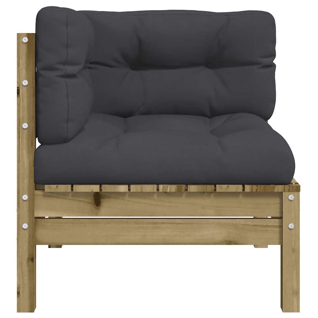 Garden Sofa Corner with Cushions Impregnated Wood Pine