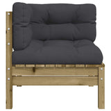 Garden Sofa Corner with Cushions Impregnated Wood Pine - Rear View