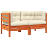 Garden Sofa Corner with Cushions 2 pcs Wax Brown